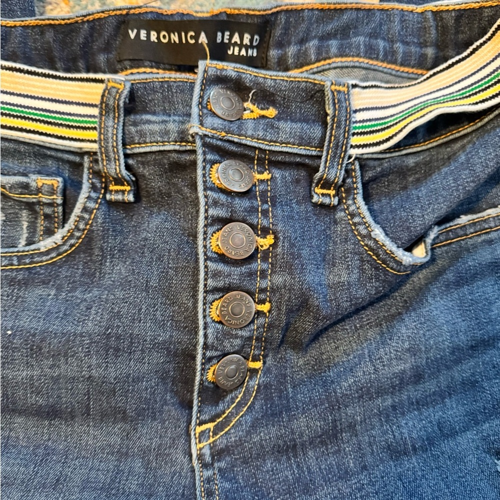 Veronica Beard 27” Jeans Carolyn Baby Boot Raw Hem cropped Front Button - Picture 6 of 9